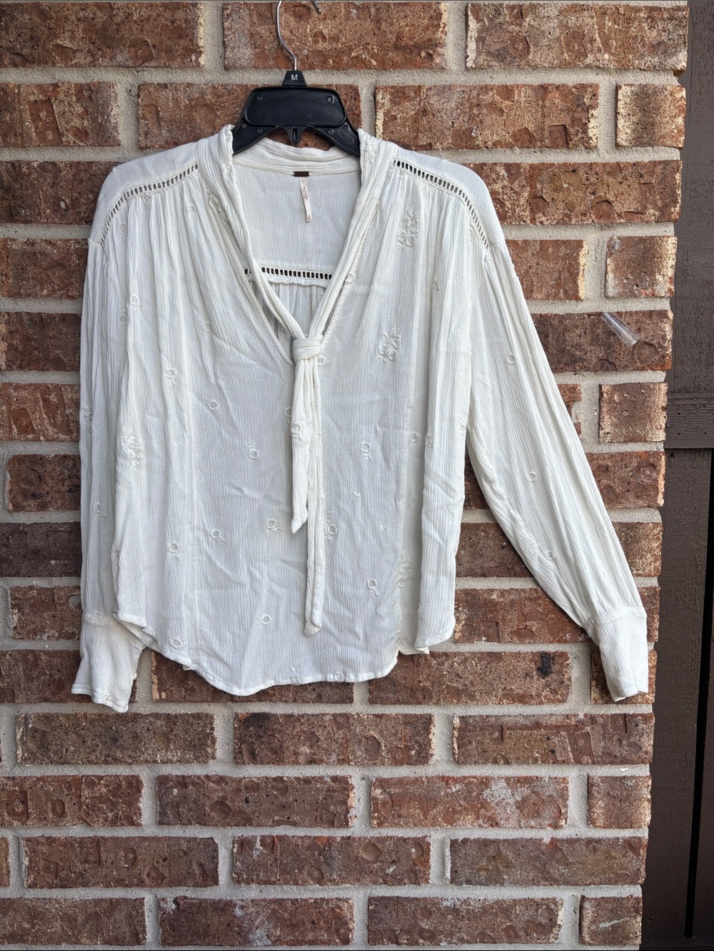 Free people Women's white Tie-Neck Boho Blouse